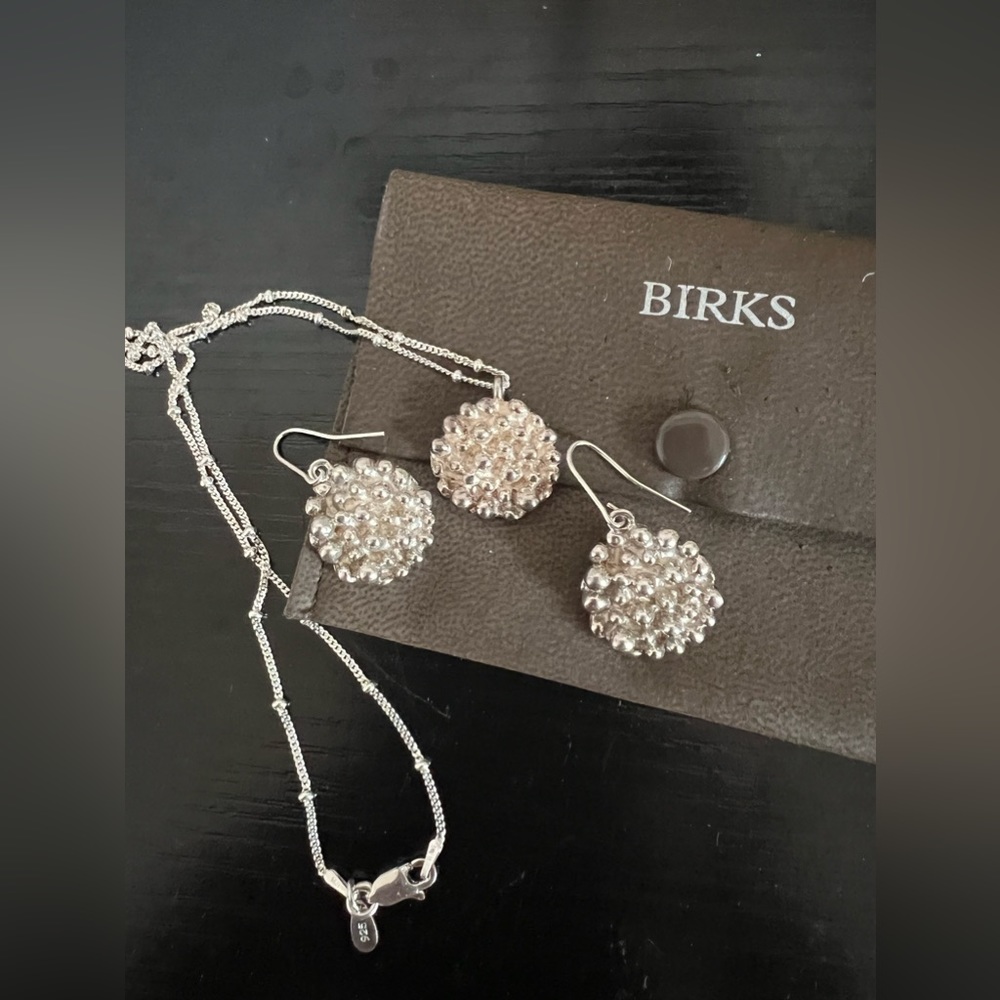 Authentic Maison BIRKS (Birk’s) silver disk necklace and pendant set vintage